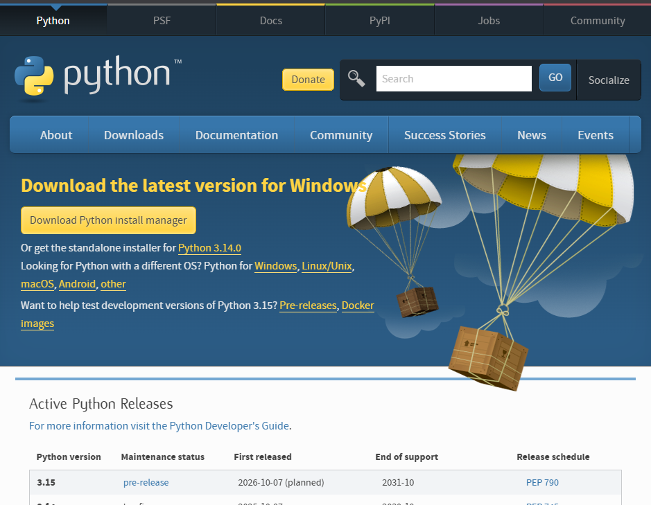 Página web oficial de Python